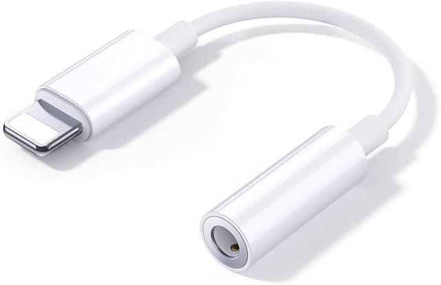 Apple MFi Certified Headphone Adapter for iPhone Lightning to 3.5mm Headphone Jack Adapter Dongle Aux Audio Earphone Converter for iPhone 14/13/12/11/Xs Max/XS/X/XR/8 Plus/7 Plus Support All iOS-White