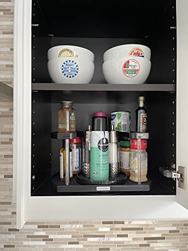 Spice Rack Organizer for Cabinet 2 Tier Lazy Susan Organizer Holds 40 Spice Jars with Double Spinner on Bottom Spice Shelf for Kitchen Pantry Organization and Storage by Stow-n-Spin Made in USA