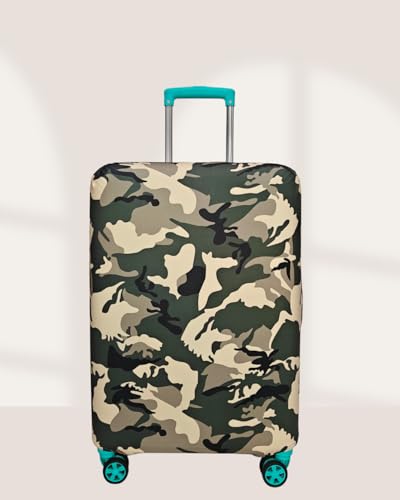Image of Printed Polyester Suitcase Cover Stretchable Luggage Protector Trolley Bag Cover Travel Accessory (Fougi Green-M)