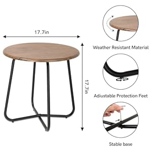 Outdoor Patio Side Table 18-inch Round End Table Accent Table for Bistro Balcony, Living Room, Garden Natural Outdoor Patio Side Table 18 inch Round End Table Accent Table for Bistro Balcony Living Room Garden Natural