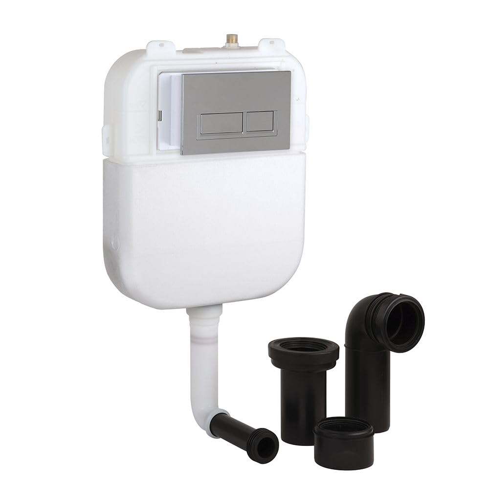 Milano Chrome (Rectangular) Back To Wall Toilet Wc Concealed Cistern Rectangular Chrome Dual Flush Plate