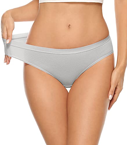Image of Xibing Women's Breathable Underwear Stretch Bikini Panties Low Waist Mesh Hipster Panty 10-Pack