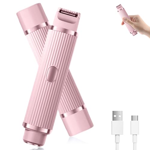Maquinilla de afeitar íntima para mujer, 2 en 1, doble cabeza, afeitadora eléctrica para mujer, protección húmeda y seca, para la cara, bikini, axilas, piernas, brazos, cuerpo (rosa)