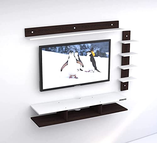 Image of Anikaa Sunray Engineered Wood Wall Mount TV Unit /TV Stand /Wall Set Top Box Stand /TV Cabinet /TV Entertainment Unit (Wenge /White)(Ideal for Upto 50 inch)(D.I.Y)