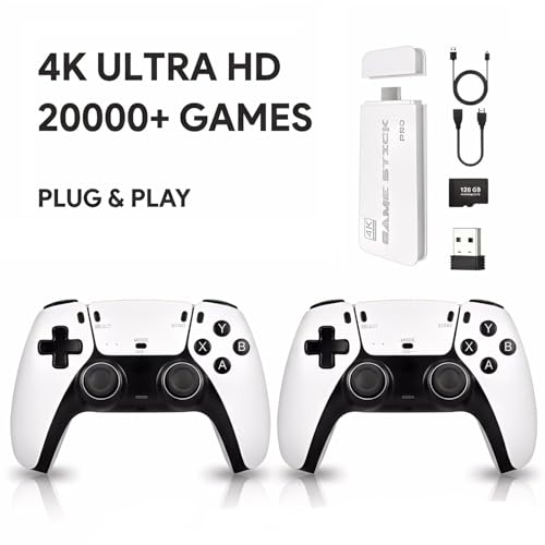 2026 Edition Retro Game Console 128GB, Preloaded 20,000+ Classic Retro Games, Plug & Play 4K HDMI TV Gaming System, 2 Pack Wireless Controllers, Portable Handheld Nostalgia Video Game Console