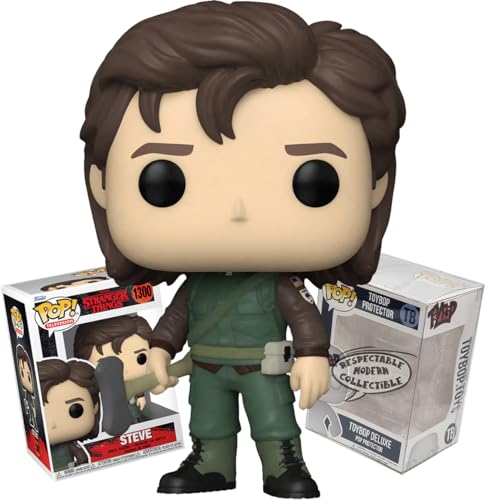 Funko Stranger Things Hunter Steve Harrington + ToyBop Protector: Pop! TV Vinyl Figure (Bundled with Pro-Deluxe Pop Protector Collector Case Box Gift Set)