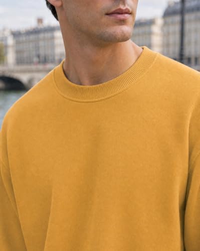Image of Nobero Oversized Sweatshirts for Man Stylish Crew Neck | 280 GSM Rich Cotton Fleece Solid Oversized Fit Full Sleeve Sweatshirt for Men | Stylish Casual Wear Winter Sweatshirt for Men