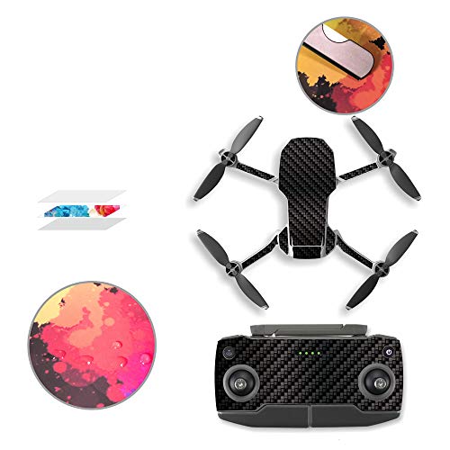 iMusk 6 Paquetes de Conjuntos de calcomanías de Piel con Adhesivo de Fibra de Carbono Impermeable de PVC para dji Mavic Mini y decoración de Controlador