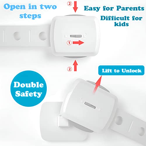 Image of KidDough Multicolor Furniture Safety Locks For Kids - Pack Of 4 Locks, Double Lock System, For Drawers, Cupboard Lock, Baby Proofing Product, Strong & Adhesive Safety