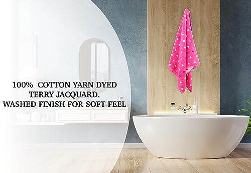 Image of ORIGINAL KIDS 6 Piece Towel Set - Bath Time Sugar & Spice - 2 Towels, 2 Hand Towels, 2 Washcloths - 100% Cotton Jacquard Soft Absorbent Pool Beach Towel Gift - Pink Multicolor