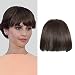 HAIQUAN Fringe Hair Bang Extensions Human Hair Flat Bangs Hand Tied Bang Fashion Clip in Hair Extension Dark Brown