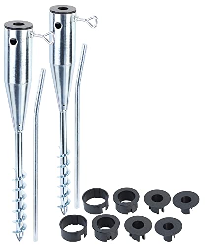 Royal Gardineer Bodendübel Sonnenschirm: 2er-Set Universal Stahl-Sonnenschirmständer mit Bodendübel, Ø bis 66mm (Sonnenschirm mit Bodenhülse, Bodenanker Strand, Erdspiess)