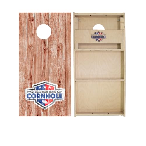 Skip's Garage Plank Wood Cornhole Boards - WSOC Runway Series - Includes (2) Boards (NO Bags) + (2) Hole Lights & (2) Edge Lights