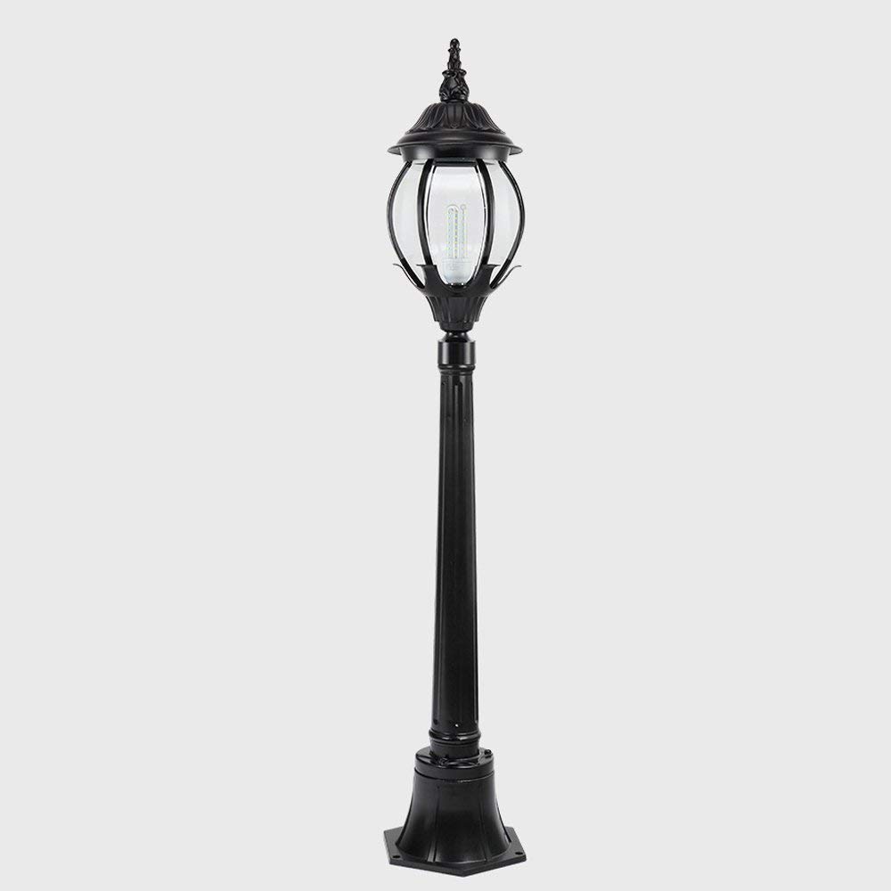 Amerykański retro vintage antyczny wodoodporny szklany ogród trawnikowy europejski słup słupowy lampa aluminiowa willa wspólnota dziedziniec wysoki słup krajobraz trawnik,Black-175cm