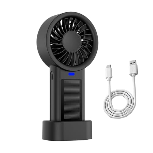 Pequeño ventilador de mano, ventilador portátil alimentado por energía solar, soplador recargable por USB con 5 velocidades, enfriador personal para viajes, exteriores, hogar