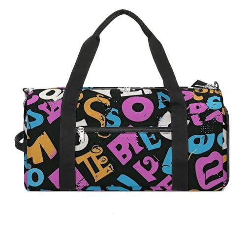 Sac de sport léger et compact blanc imprimé lettres