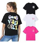 Mebius Girls Toddler Graphic Tees T Shirts Letter Print Summer Casual Short Sleeve Crewneck Prepp...