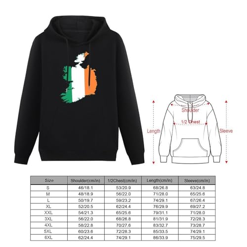 Flag Map of Ireland Unisex Casual Hoodies Long Sleeve Lightweight Pullover Tops Loose Sweatshirt with Pocket2