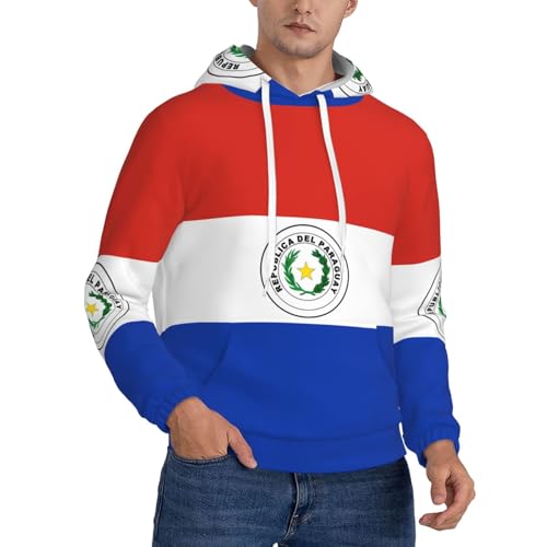 Sweat à capuche drapeau Paraguay pour homme : polaire douce et chaude avec poche kangourou pratique