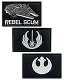 3 Packs Rebel Alliance Rebel Scum Hook and Loop Fasteners Embroidery Funny Emblem Tags Patch-Perfect for Jacket,Jeans,Tactical Clothes,Backpack,Cap,Vest Armband Etc