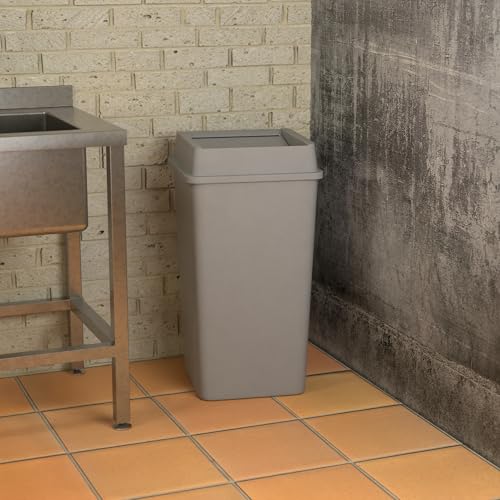 Image of Krollen Industrial Square Commercial Trash Can (Trash Can with Lid, Gray, 50 Gallon)
