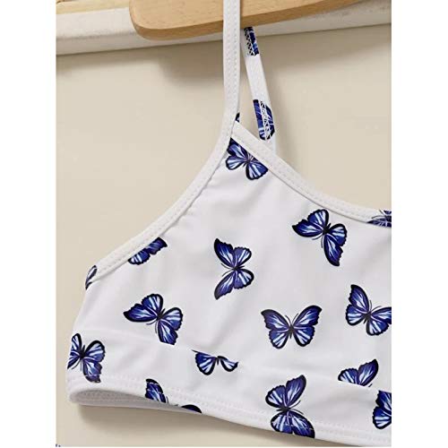 Mercatoo Conjunto de biquíni para meninas adolescentes, moda com estampa de borboleta, babados, roup