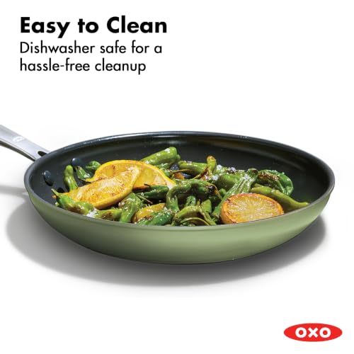 Image of OXO Enhanced 10 inch Frying Pan Skillet, PFAS-Free Ceramic Nonstick Cookware, Stainless Steel Handle, Eggs & Omelets, Dishwasher & Oven Safe, Eucalyptus