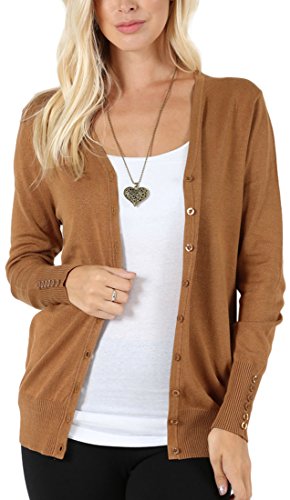 Image of ToBeInStyle Women's Long Sleeve Button Down V-Neck Cardigan