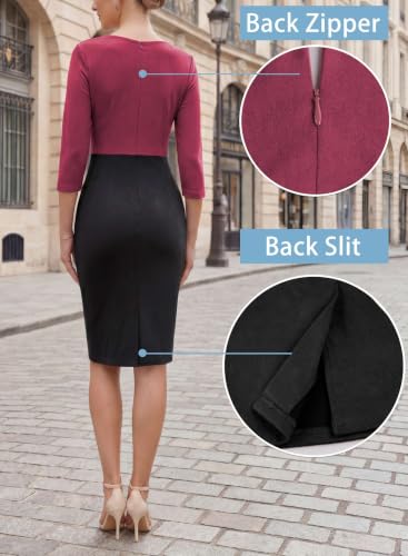 Image of VFSHOW Womens Front Zipper Work Office Business Casual Church Sheath Dress
