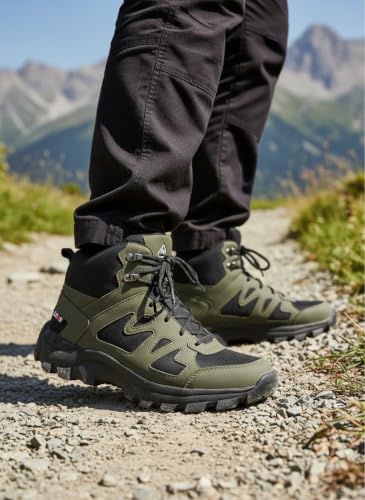 Image of Leo's Fitness Waterproof Canvas High Ankle Boots for Trekking Hiking & Other Casual Purpose