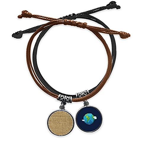 Pulsera de cuero marrón tawny estilo arpillera con patrón de tejido