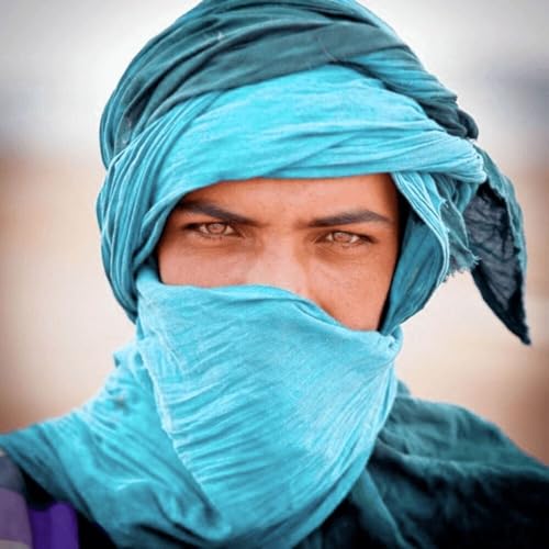Moroccan scarf, Long Tuareg Moroccan Scarf Blue Color Ethnic Turban Sahara Berber Handmade Unisex Adult2