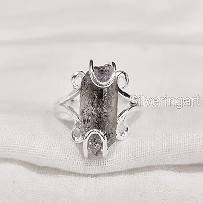 Natural Herkimer Diamond Ring, Rough Herkimer Diamond Ring, Hippie Wire Ring, 925 Sterling Silver, Womens Ring, Christmas, Thanksgiving, Handmade, Statement Jewelry, Rough Gemstone Jewelry