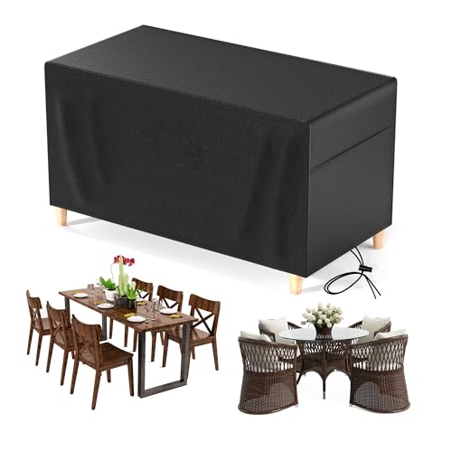 JPudinor Housse de Protection pour Table de Jardin 160 x 160 x 80cm, Housse de Protection pour Meubles de Jardin, Résistante aux Intempéries et aux...