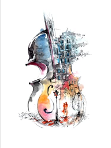Impression abstraite aquarelle toile haute définition triptyque violon
