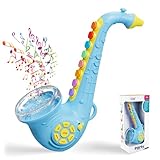 Contixo KT1 Toy Saxophone, Blue Digital Saxaboom, Trumpet, Clarinet with Light & Sound, Early Education Musical Instrument Gift for Toddlers Kids Girls Boys