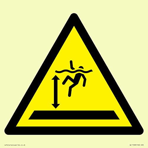W047 Warning: Deep water Sign - 200x200mm - S20, Yellow/White, 200 x 200 mm