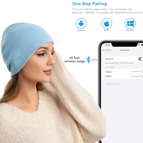 Image of BORAYDA Bluetooth Beanie, 18 hrs Playing HD Stereo, Built-in Mic, Men's /Women's Christmas Electronic Gifts