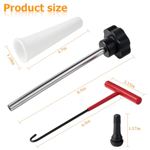 Image of Car Tire Valve Quick Change Tool Kit, 7PCS Tyre Valve Stem Core Replacement Set Includes 4PCS TR413 Valve Stems, Replacing Leaky Valves Stem Installation Tool, Universal Fit