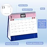Desk Calendar 2026, 2026 Desktop Calendar uk from July. 2025 to Dec. 2026, 18 Month Twin-Wire Binding Standing Flip Desk Calendar, 19 x 17 x 8.5 cm Academic Calendar for Home Office Study (Blue) - Image 3