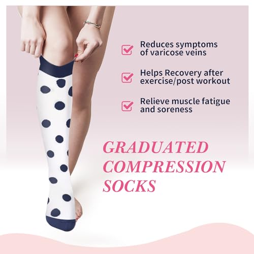 Image of Sooverki Compression Socks for Women & Men 6 Pairs is Best Supportive Knee High Stockings for Circulation, Travel, Nurses