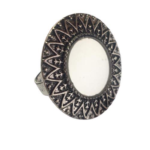 Zoya Round Mirror Ring Silver Colour Metal Free Size for Girls and Women (B08MFLVQTF) Amazon Price History, Amazon Price Tracker