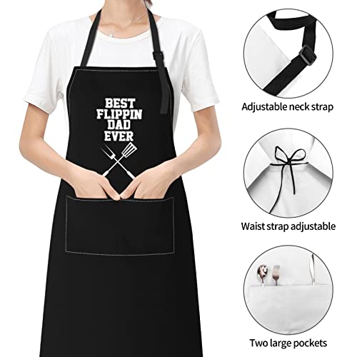 Wodealmug Men's Best Flippin Dad Ever Grilling Apron Bbq Apron Adjustable Cooking Daddy Apron With Pocket Grilling Gifts For Papa, Husband #TOP4