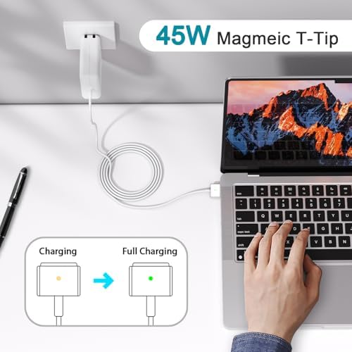 45W Charger for MacBook Air, 45W Magnetic2 T-Tip Power Adapter Charger Replacement for Mac Air 11/13 Inch (Between 2012-2017) — view 2