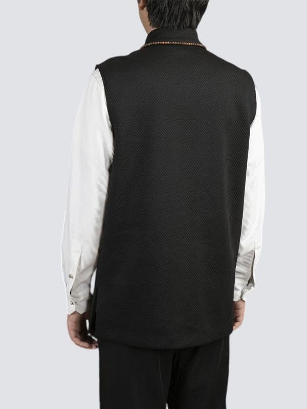Chaleco de estilo chino premium con corte asimétrico masculino 2