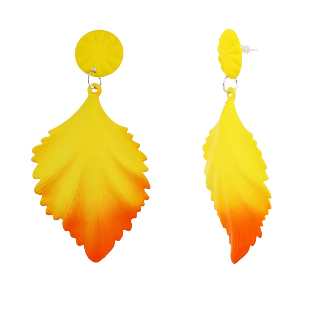 Lucky Jewellery Designer Yellow with Orange Color Leaf Design Dangle Earring For Girls & Women (125-CHEG-1204-OY) (B0CWPCQ2SW) Amazon Price History, Amazon Price Tracker
