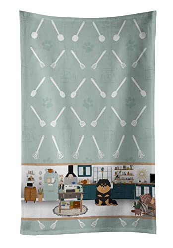 Caroline's Treasures WDK5986KTWL Black and Tan Pomeranian in the Kitchen Kitchen Towel Dish Cloths Guest Hand Towel Decorative Bathroom Towel for Face,Tea, Dishcloth, Kitchen and Bath