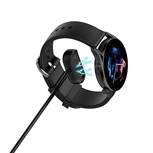 Charging Cable Compatible with Amazfit Cheetah Charger Cable 3.3ft USB Portable Magnetic Charging Cord Dock Replacement Charger for Amazfit Cheetah Smart Watch (Black&Black)