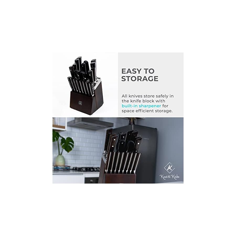 Kunst & Küche Neckar Series 25 PCS Stainless Steel Knife Block Set Kitchen Knives Meat Carving