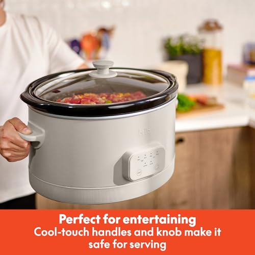 Image of bella SAVOR 6qt Programmable Non-Toxic Slow Cooker, Oatmilk